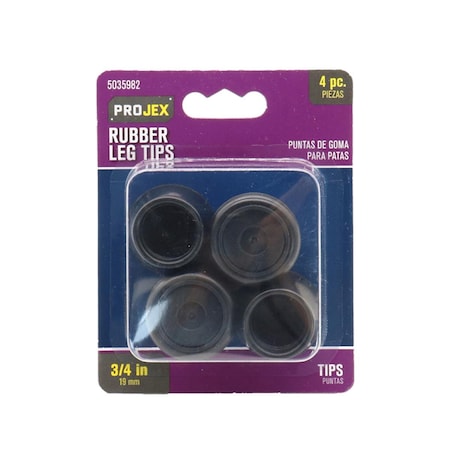 Kd Gabinetes 0.75 in. Rubber Leg Tip Black Round, 4PK KD3308730